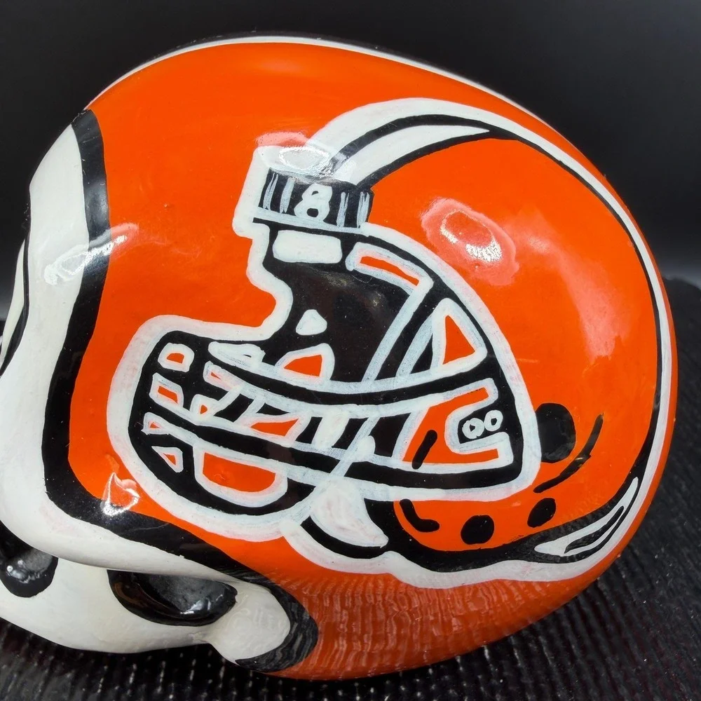 Cleveland Browns Sugar Skull Day‎ of the Dead Ceramic Figurine Orange Brown 4in